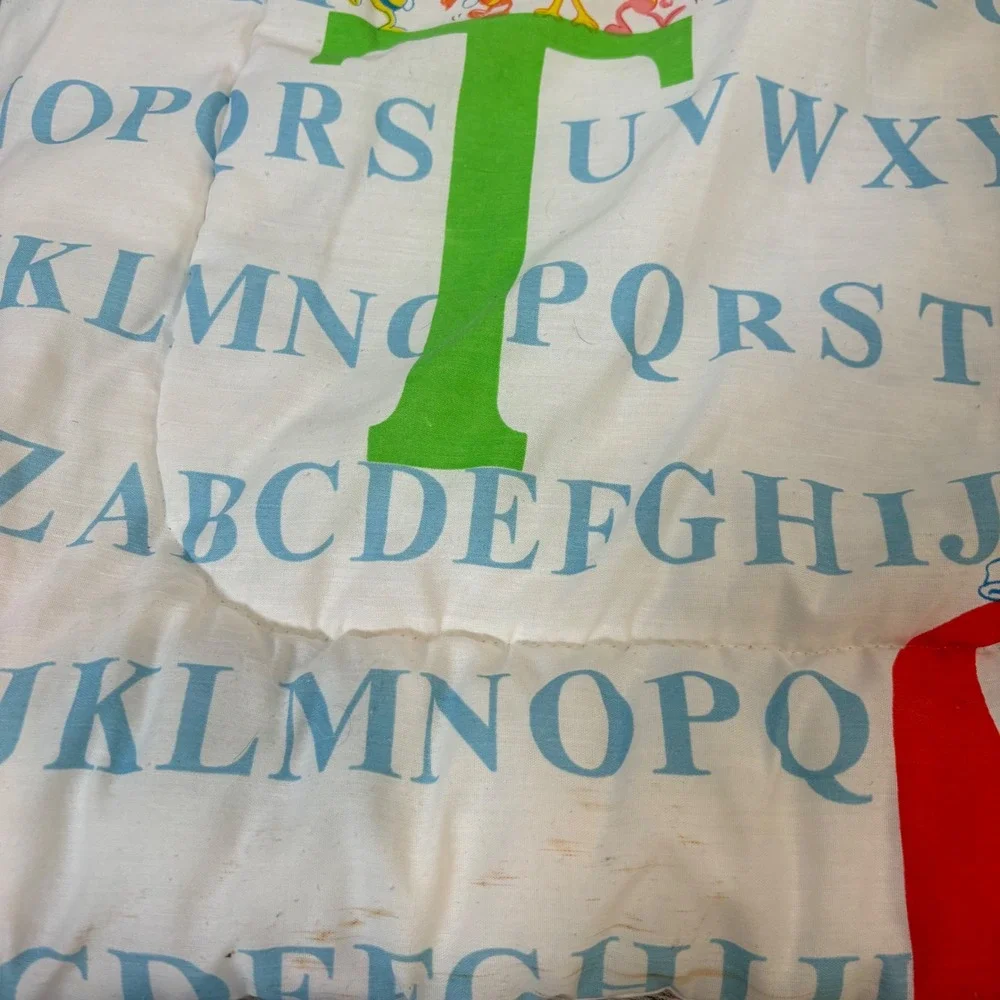 Vintage Sesame Street ABC's Alphabet Letters Comforter Twin Blanket Big Bird